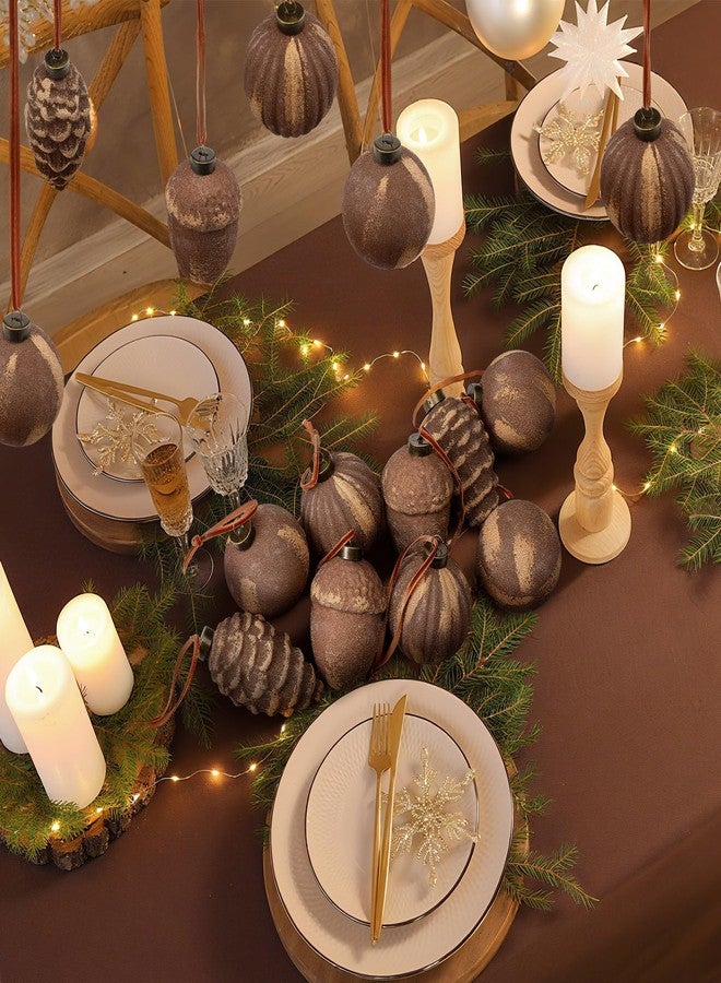 Vertintong 20 Pcs Vintage Christmas Ball Ornaments Neutral Textured Christmas Tree Hanging Decorations with Loop Antique Rustic Distressed Ornaments Decor for Home Farmhouse Xmas Party(Brown) - Image 5
